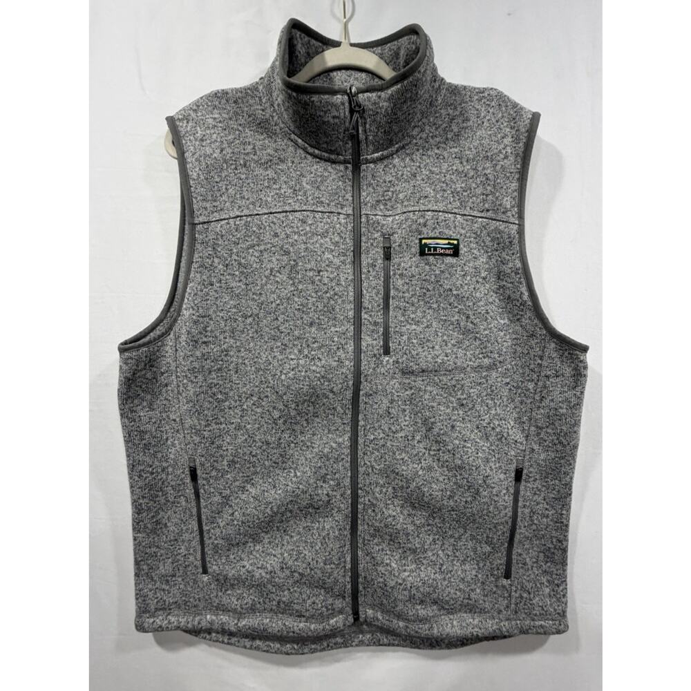 L.L. Bean Fleece Lined Wool Vest Mens L Full Zip Sherpa Lined Gray Cabincore